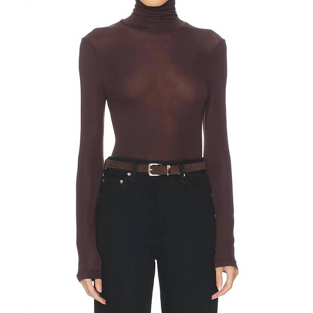 NEW AGOLDE pascale turtleneck top in root